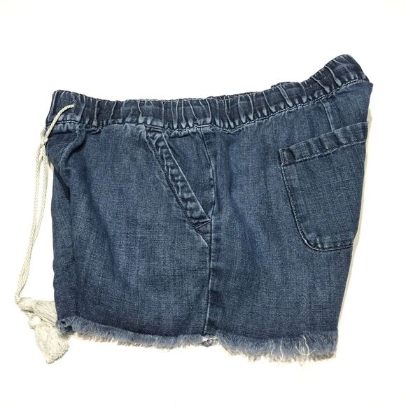 Loft Shorts Womens Sz 26/2 BlueCotton Linen Pull On Drawstring Cut Off Chambray - Picture 4 of 8